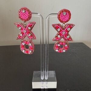 Valentine’s Day Hand-Beaded XO Earrings NWOT